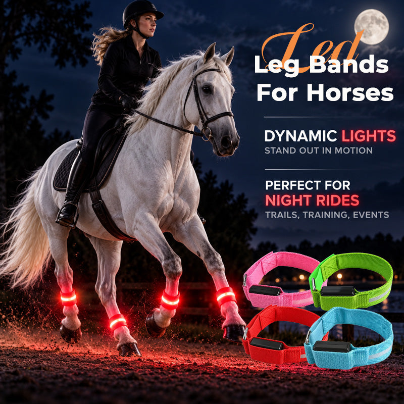 🐎LED-benbånd til hester | Lysende benbånd med høy synlighet for natt ridning
