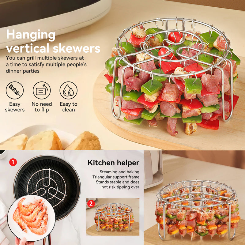 🔥 Spydstativ til luftfryser – Vertikal kebabholder i rustfritt stål til luftfrysere, ovner og hjemmelagde grillretter🍢