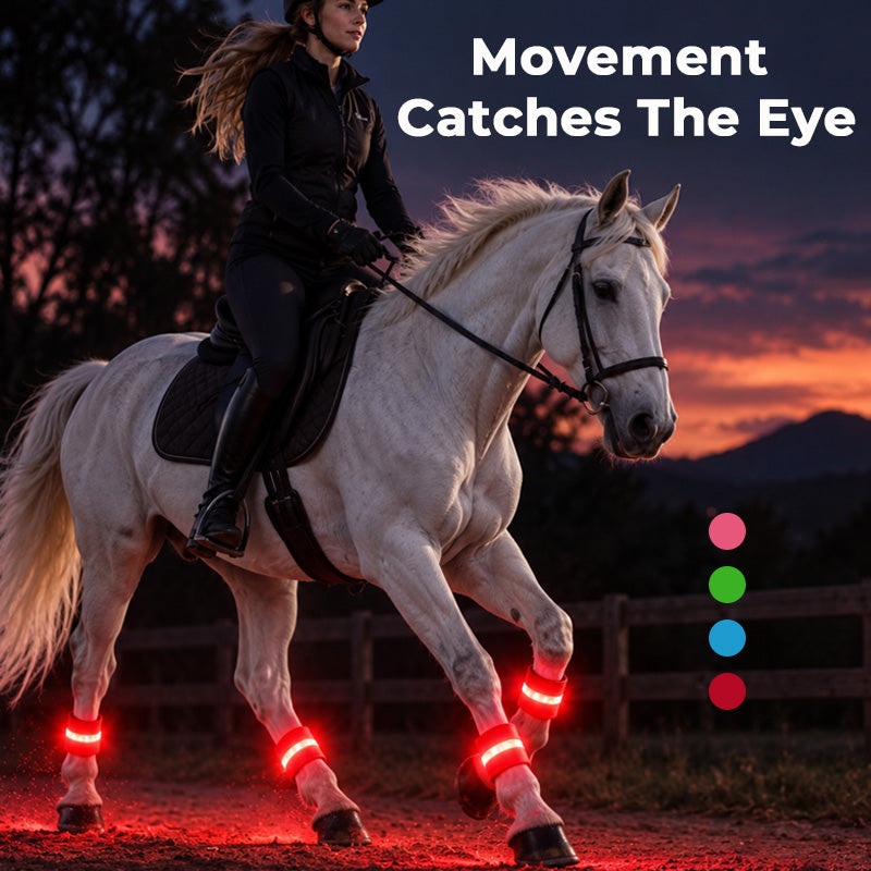 🐎LED-benbånd til hester | Lysende benbånd med høy synlighet for natt ridning