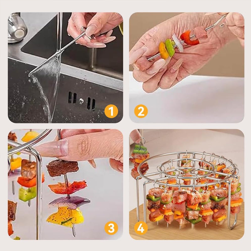 🔥 Spydstativ til luftfryser – Vertikal kebabholder i rustfritt stål til luftfrysere, ovner og hjemmelagde grillretter🍢