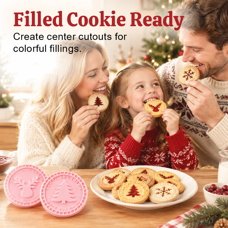 🎄🍪 Festlig sett med julekakeutstikkere – 3D-bakestempler til reinsdyr, snøfnugg og mer