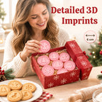 🎄🍪 Festlig sett med julekakeutstikkere – 3D-bakestempler til reinsdyr, snøfnugg og mer