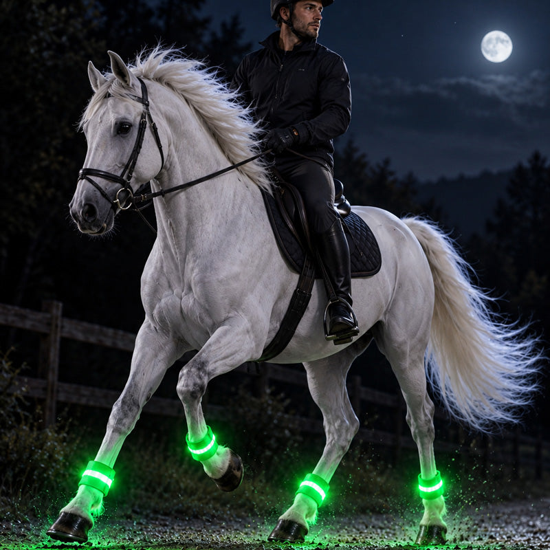 🐎LED-benbånd til hester | Lysende benbånd med høy synlighet for natt ridning