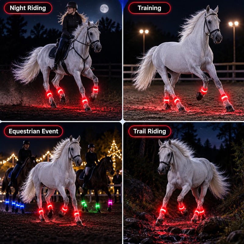 🐎LED-benbånd til hester | Lysende benbånd med høy synlighet for natt ridning