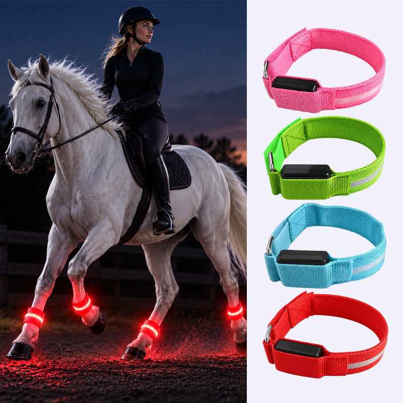 🐎LED-benbånd til hester | Lysende benbånd med høy synlighet for natt ridning