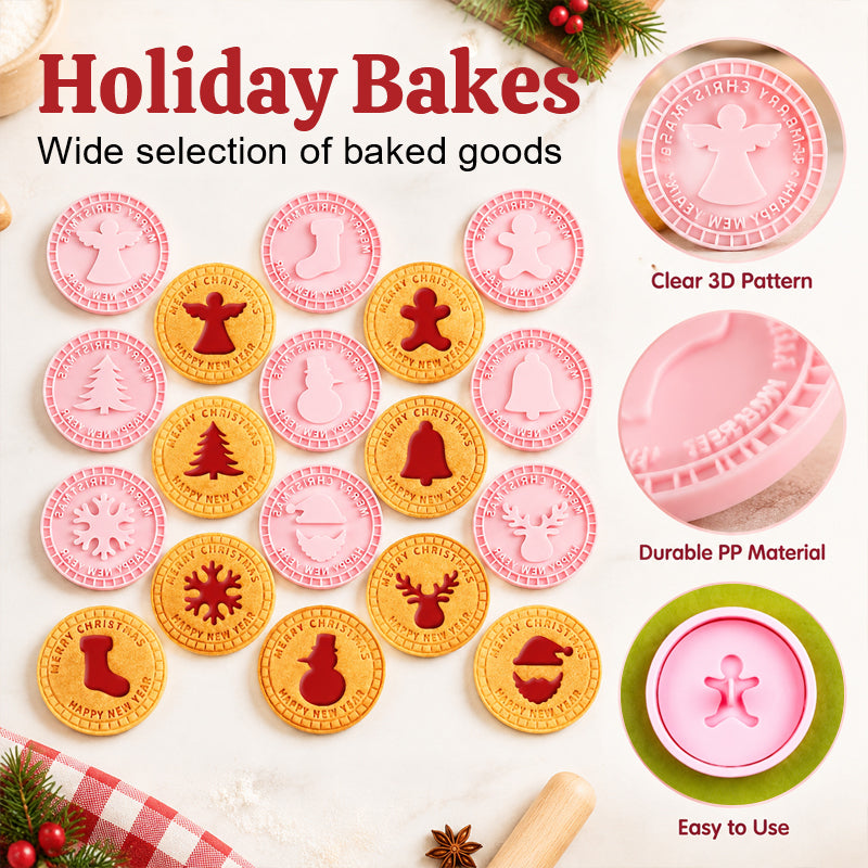 🎄🍪 Festlig sett med julekakeutstikkere – 3D-bakestempler til reinsdyr, snøfnugg og mer