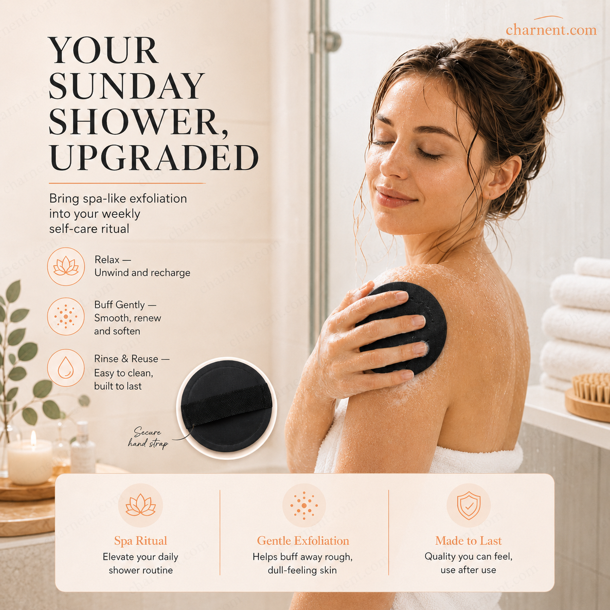 🚿 Eksfolierende skrubb-badeputer🧖‍♀️