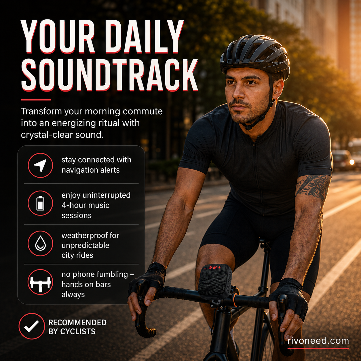 🎵Vanntett Bluetooth-høyttaler for sykkel med monteringsbrakett