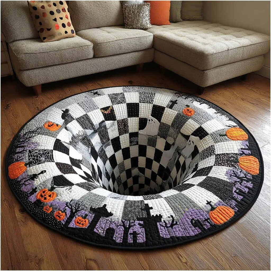 🎃3D-skjelett-vortex-vattert, rundt Halloween-teppe