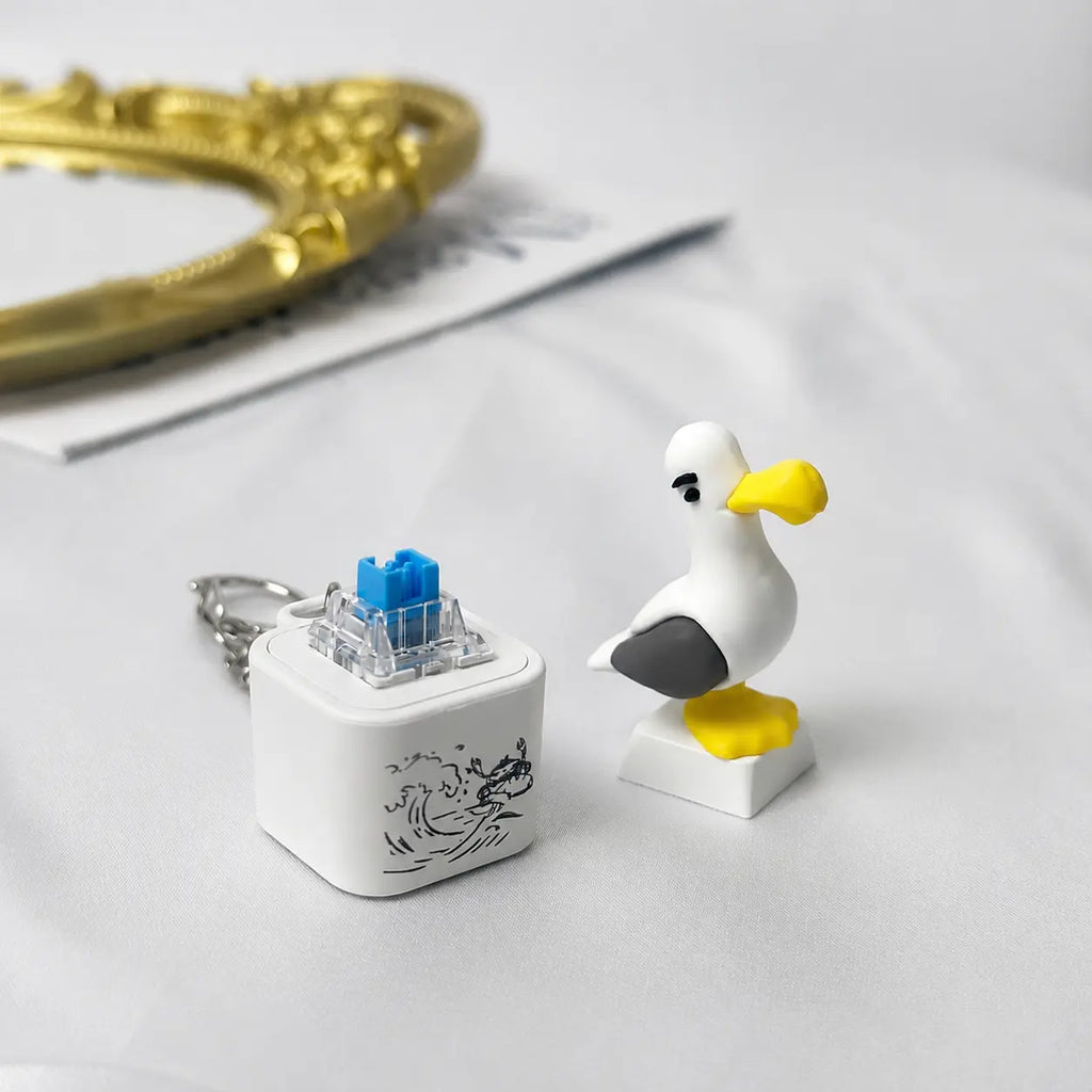 «Seagull MINE!»-nøkkelring med knapp – ekte lyd og LED-lys