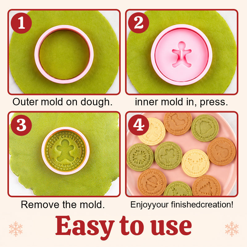 🎄🍪 Festlig sett med julekakeutstikkere – 3D-bakestempler til reinsdyr, snøfnugg og mer