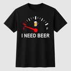 🍻 «I Need Beer» – morsom T-skjorte med grafisk drivstoffmåler: En behagelig T-skjorte med morsomt trykk for ølelskere! ⛽✨