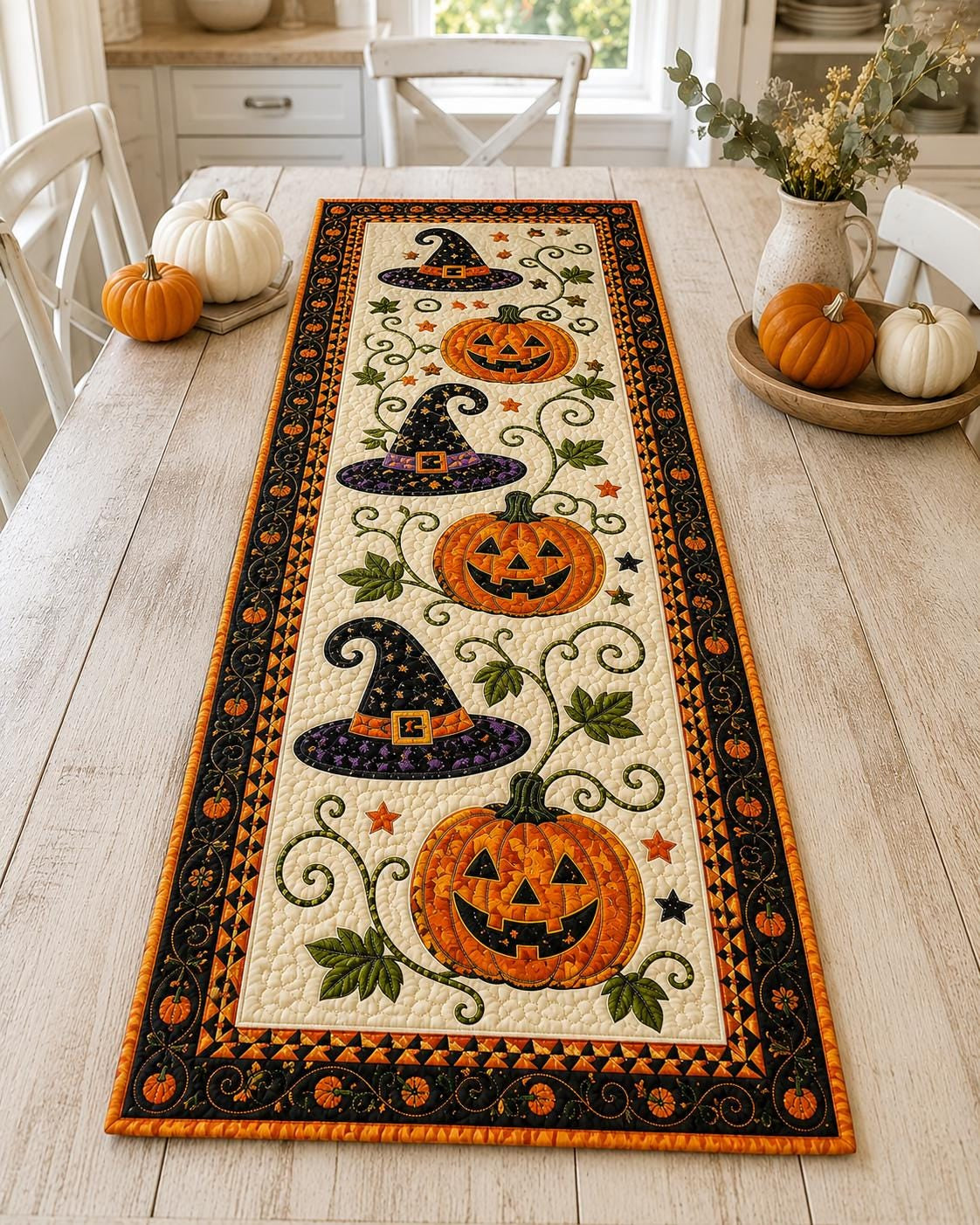 🎃 Quiltet bordløper til Halloween – koselig høstdekorasjon på et øyeblikk