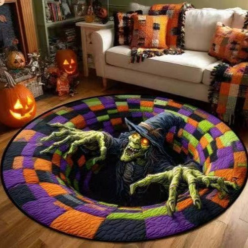 🎃3D-skjelett-vortex-vattert, rundt Halloween-teppe