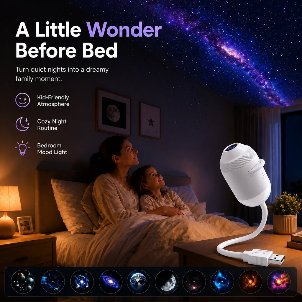 ✨ Plug-and-Play HD-stjerneprojektor