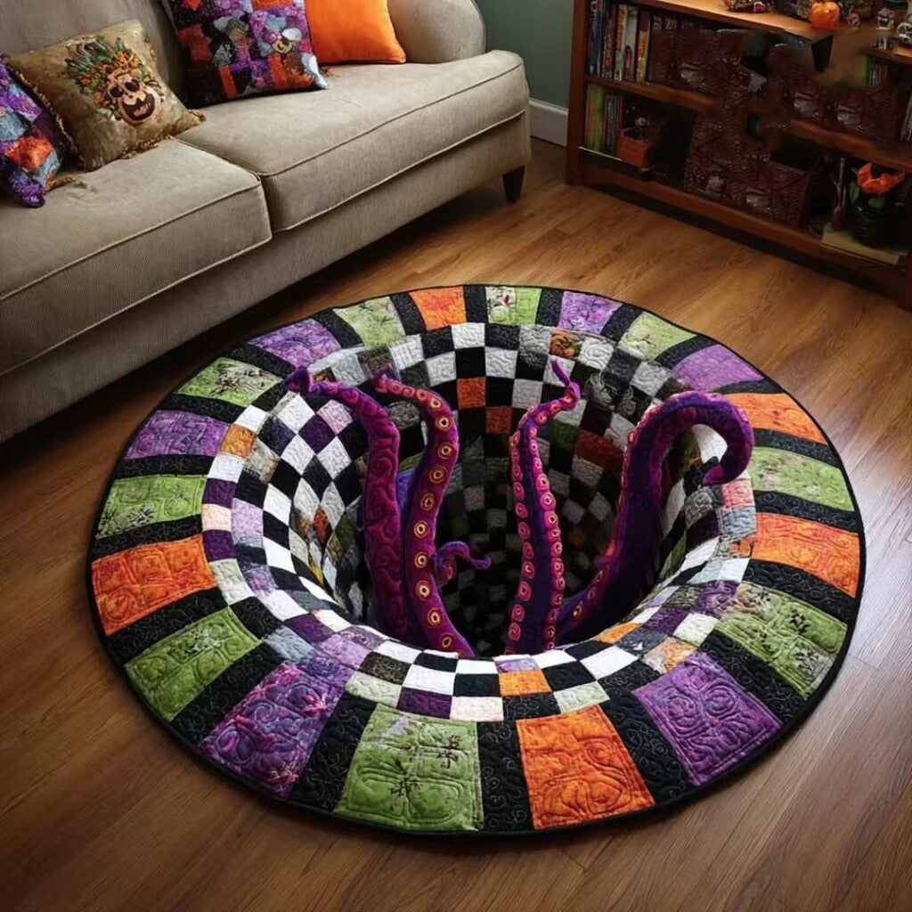 🎃3D-skjelett-vortex-vattert, rundt Halloween-teppe