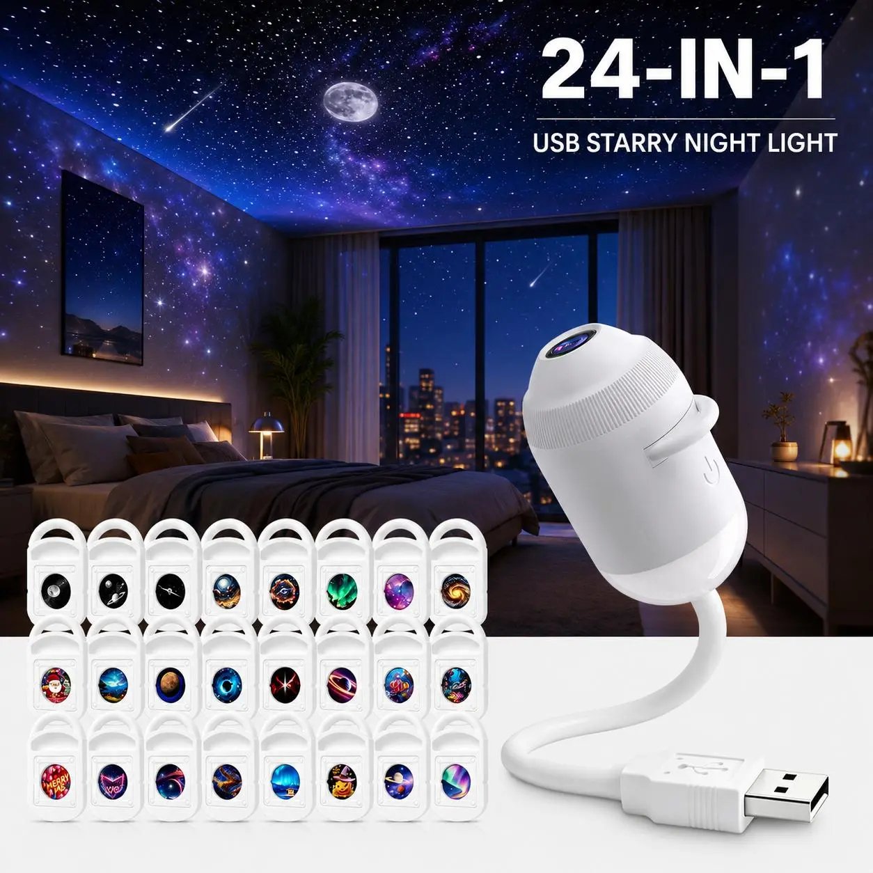 ✨ Plug-and-Play HD-stjerneprojektor