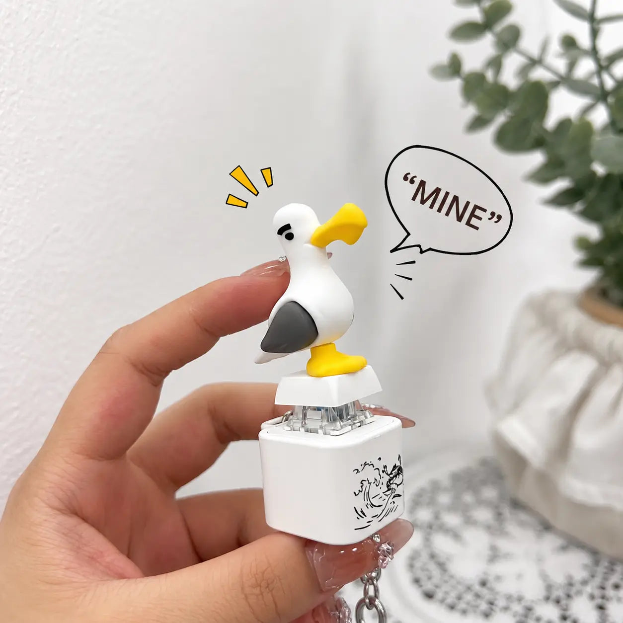 «Seagull MINE!»-nøkkelring med knapp – ekte lyd og LED-lys